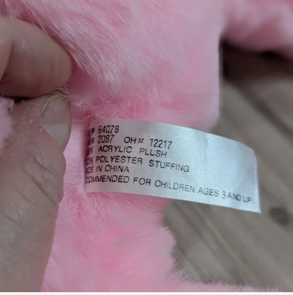 Vintage 80s Pink EASTER Bunny Stuffed Animal Plush Quilted Ears, Feet & Bow 25" - Picture 10 of 12